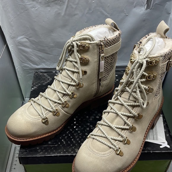 BNIB Sam Edelman Tenlee Bistro Combat Suede Boots Tan 9M - Picture 11 of 11
